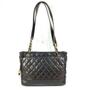 CHANEL Quilted Matelasse Double Chain Tote Bag, Leather Shoulder Black, for M...